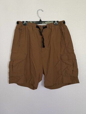 REI Co op Sahara Cargo Hiking Shorts Mens XL Tan Nylon Belted Trail Utility Tech